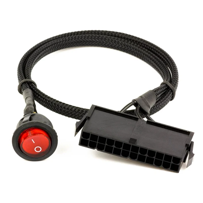 24-Pin Female ATX PSU PC Power Supply Starter Tester Start Up Jumper Ridge Cable with ON/OFF Switch,50cm