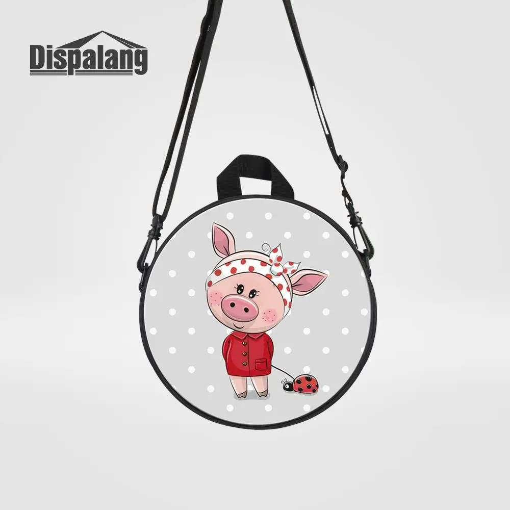 Dispalang Pig Cartoon Kindergarten Schoolbags Animal Piggy Mini Messenger Bag For Girls Women Casual Round Bagpack For Traveling