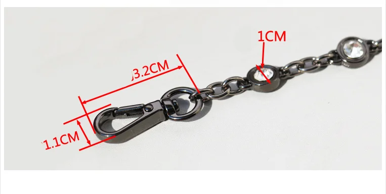 Designer chain strap Decoration blue stone black metal chain handbag bag purse replacement Accessories Hardware quality