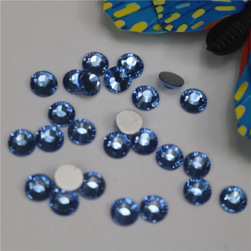 Light Blue All Size (288-1440pcs),Flat Back Non Hot-fix Stone Glue on Nail Art Rhinestones,Boutique Clothing Decoration