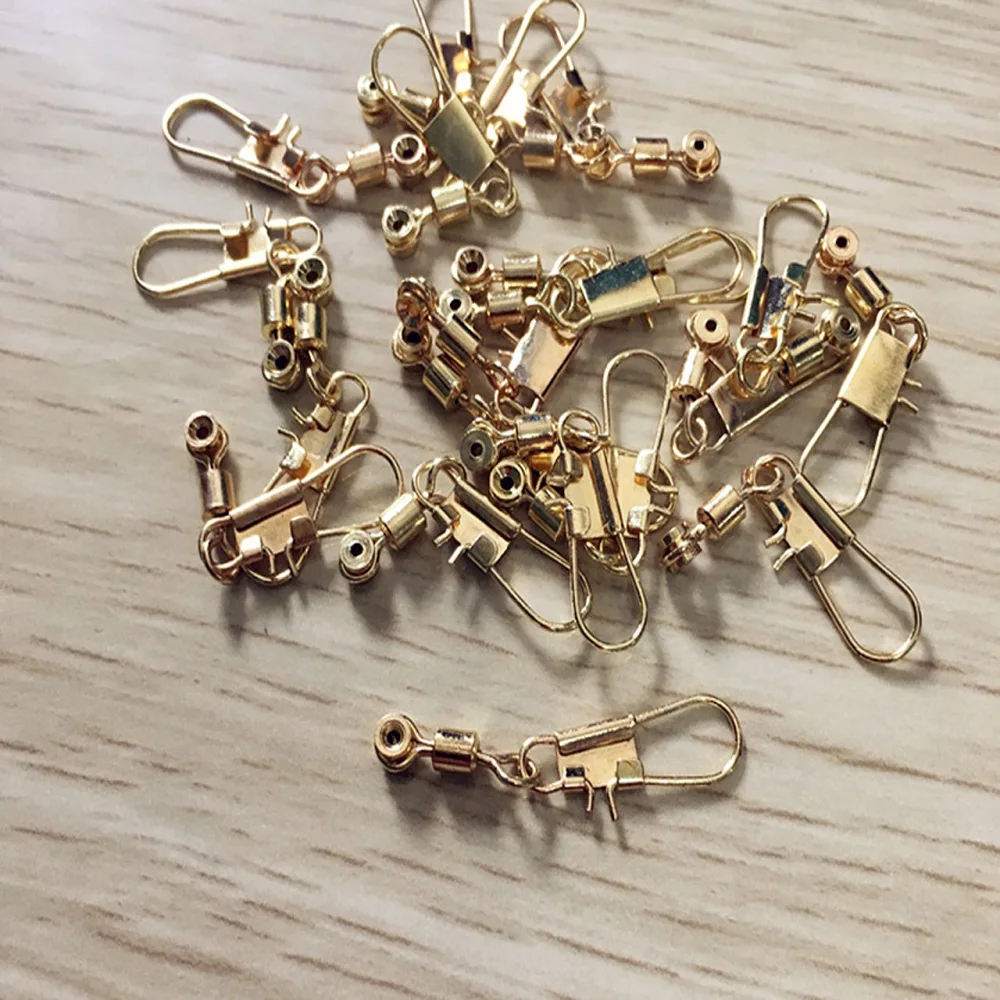 10-20pcs/lot Sea bean with golden copper head Bobber Space Beans fishing swivels hook pin Connector fishing Tools  Accessories