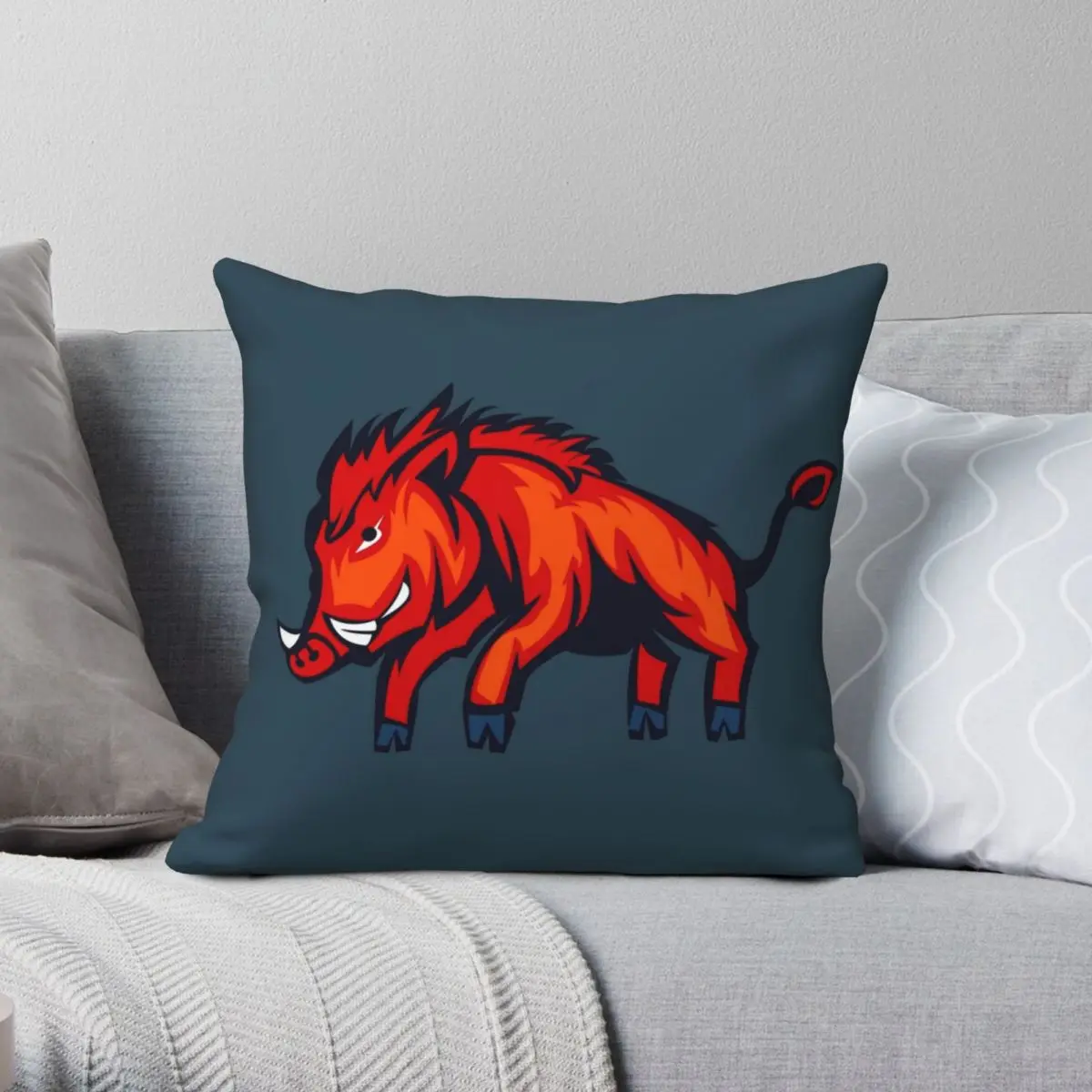 Angry Warthog Square Pillowcase Polyester Linen Velvet Creative Zip Decorative Pillow Case Home Cushion Cover 18