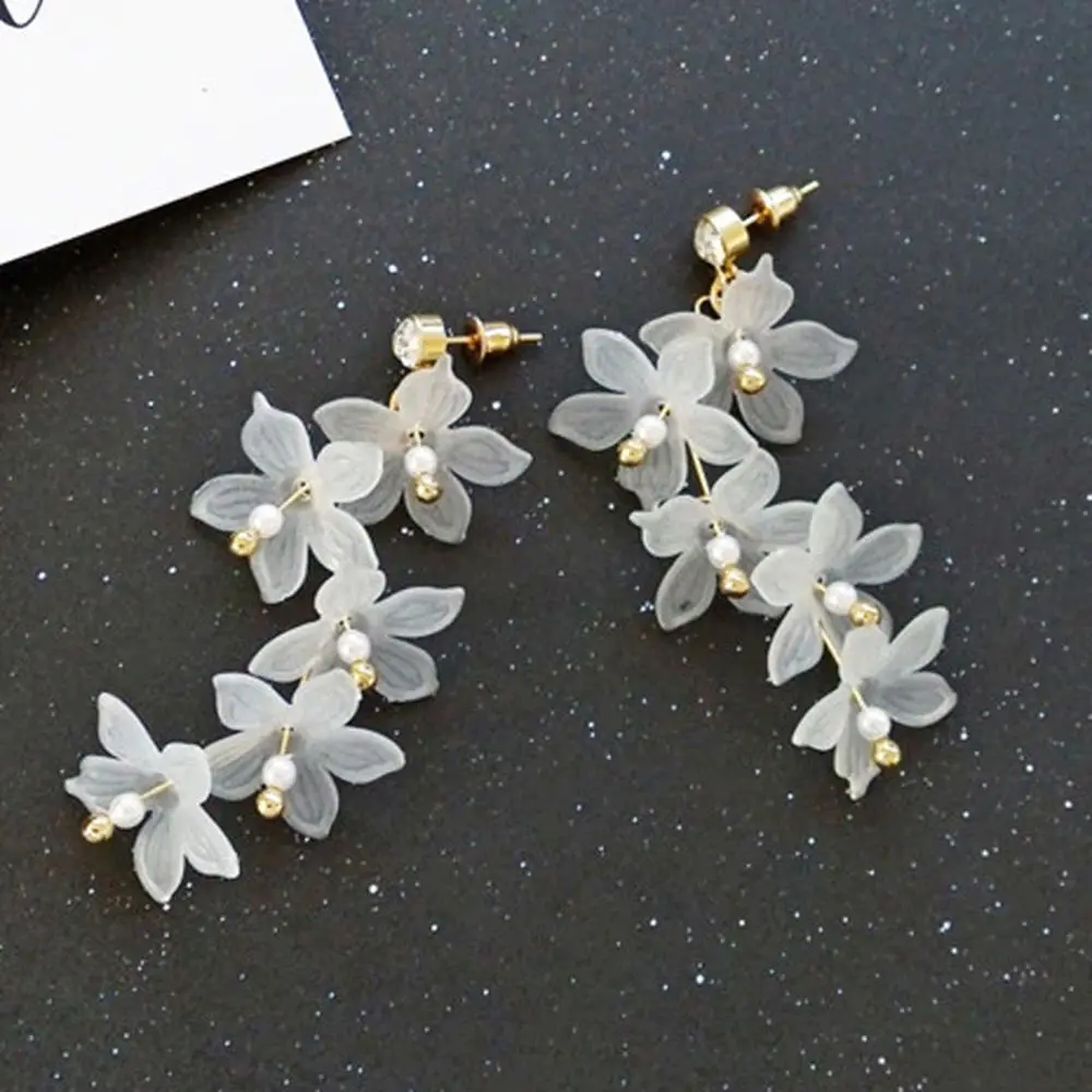 Korean Temperament Flower Elegant And Fresh Long Zircon Earrings Flowers Stud Earrings For Women Vintage Earrings Fine Jewelry