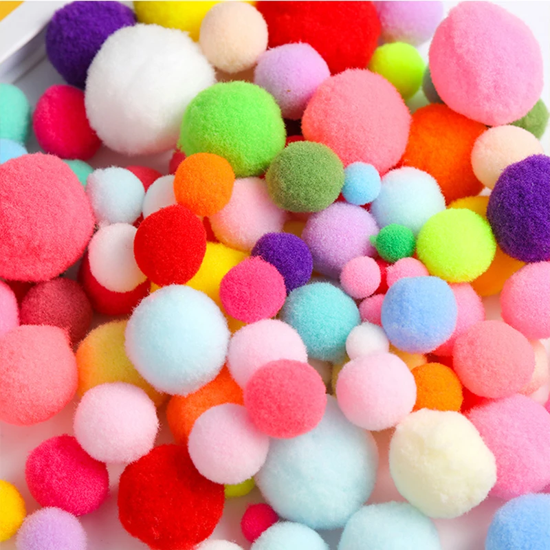 Mixed Soft Round Shaped Pompom Balls Fluffy Pom Pom Furball Handmade for DIY Crafts Home Decor Sewing Supplies 8/10/15/20/25/30m