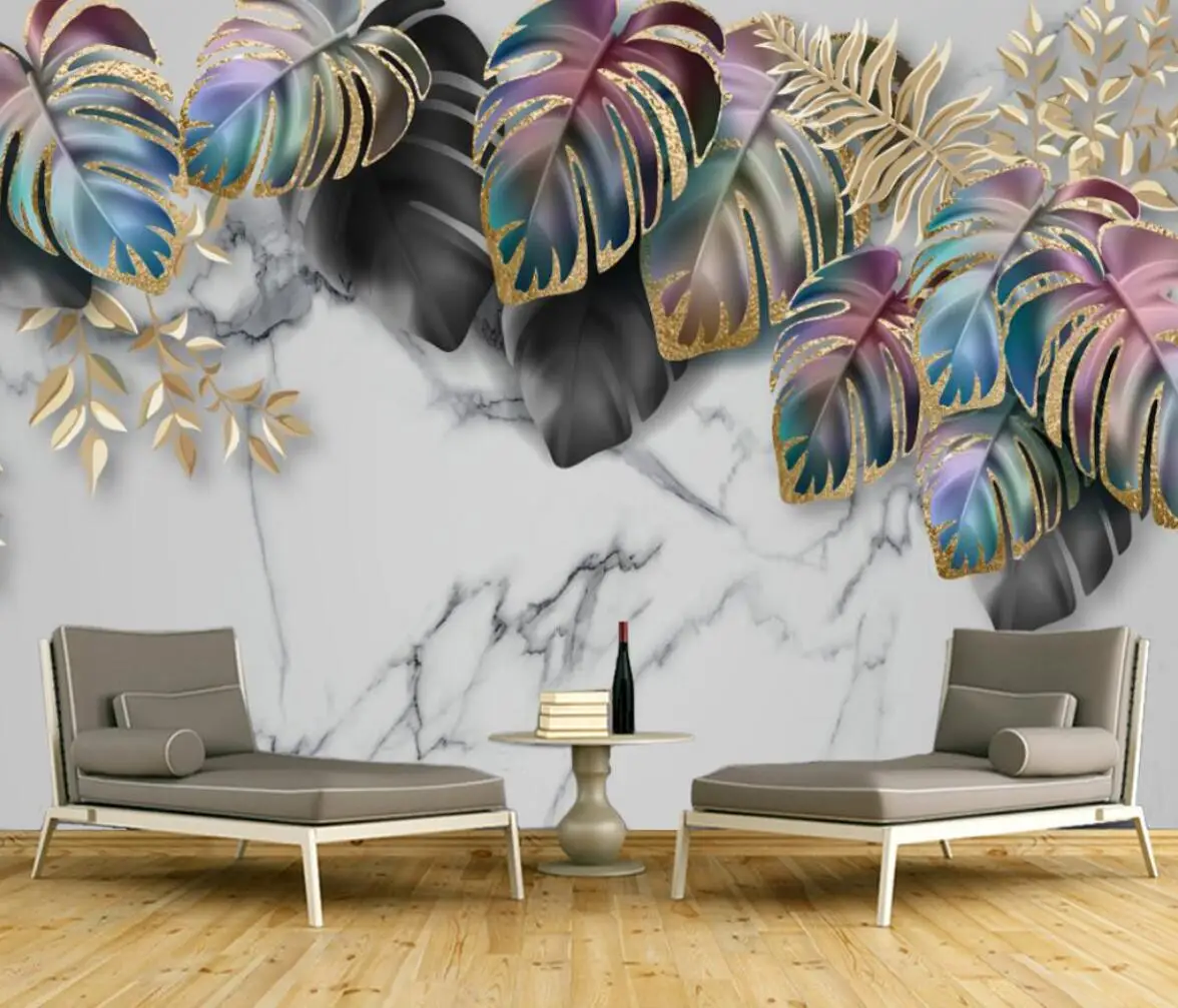 

beibehang Custom Mural Wallpaper tropical plants Oil Painting Living Room Bedroom Study Home Decor photo murals Wall Papers 3 D