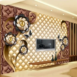 Wellyu-Papier peint Dahlia noir personnalisé 3D, sac souple de luxe, fond de télévision pliable, mur de salon, chambre à coucher, humidité, bijoux