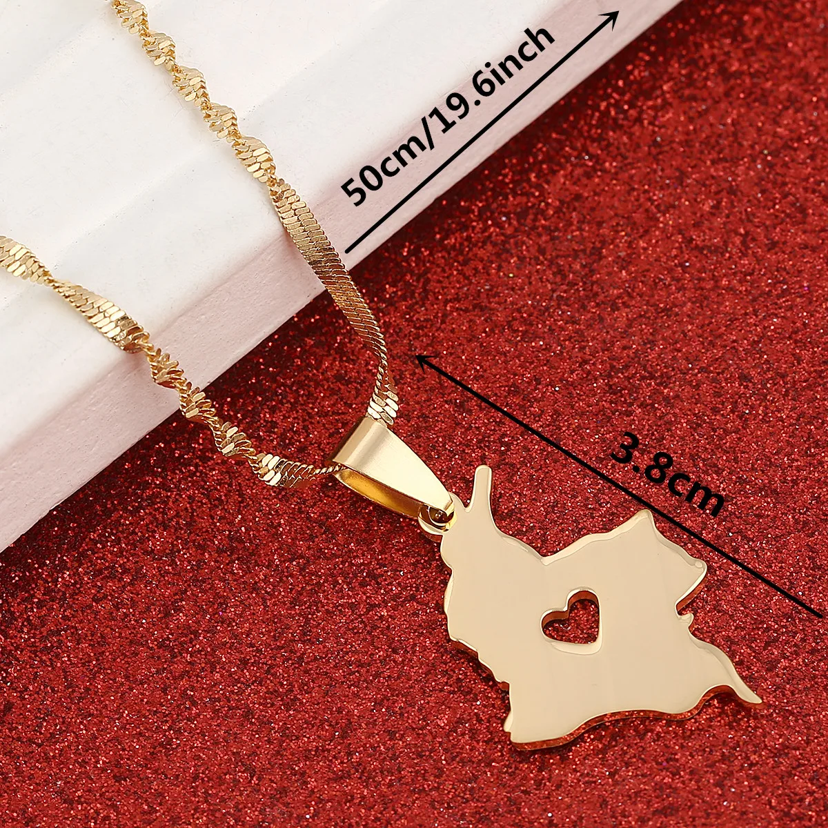 Stainless Steel Colombia Map Pendant Necklace Gold Color Map of Colombian Heart Jewelry