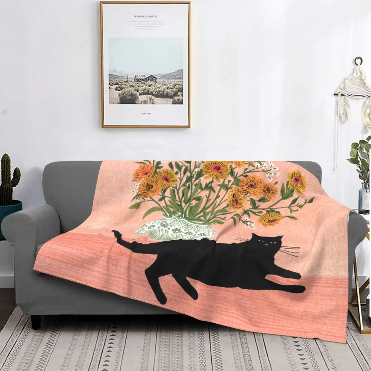 

Becca Stadtlander Blankets Coral Fleece Plush All Season Cartoon Cat Warm Throw Blankets for Home Travel Bedding Throws