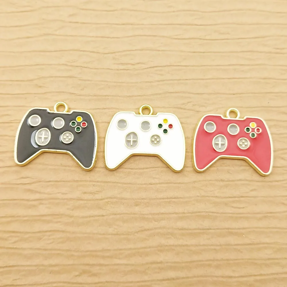 10pcs Game Controller Charm for Jewelry Making Enamel Earring Pendant Bracelet Necklace Accessories Alloy Metal Gold Plated