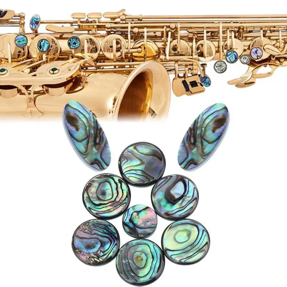 9Pcs Saxophone Key Button Smooth Surface Wear Resistant Inlays Accessory Abalone Shell Sax Key for Alto