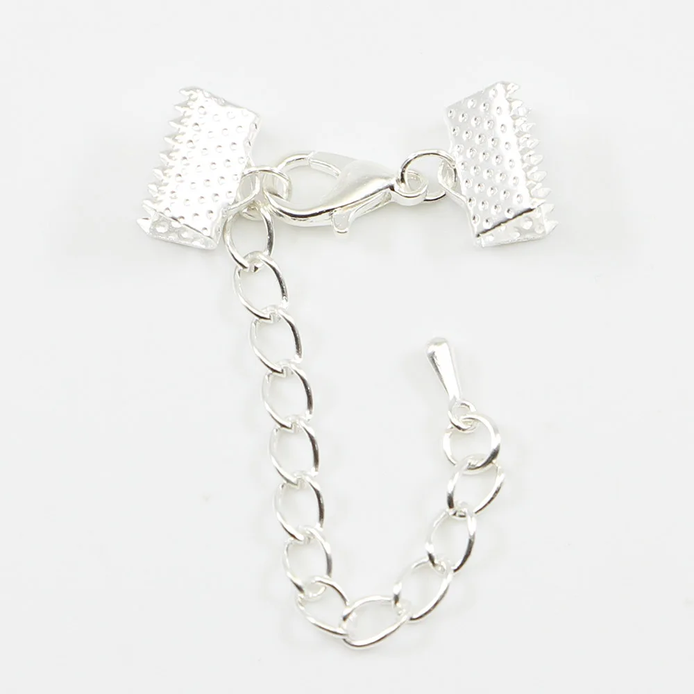 10Pcs Ribbon Leather Cord End Fastener Clasps Extender Chain Lobster Clasps Connectors For Jewelry Making Diy Bracelet Findings