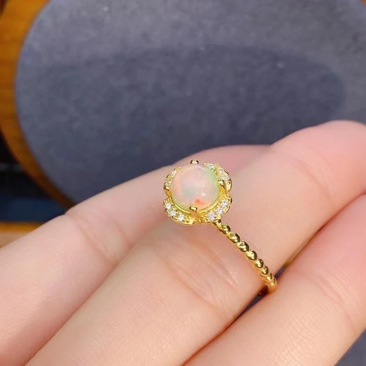 

KJJEAXCMY fine jewelry 925 sterling silver inlaid natural opal new ring classic girl's ring support test