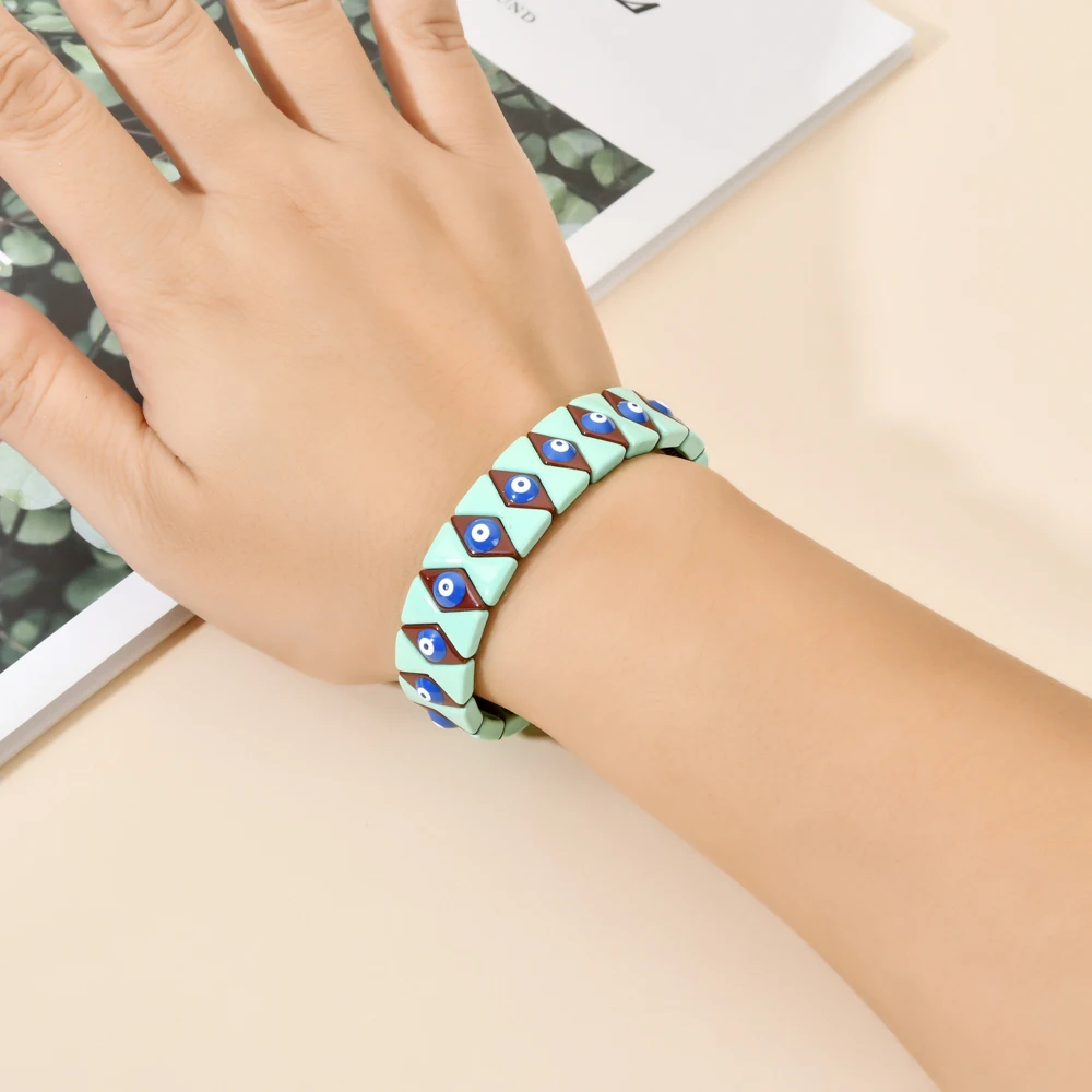 Colorful Enamel Evil Eye Beaded Bracelet Adjustable Jewelry For Women Men Bracelets Pulseras Mujer Handmade Armband