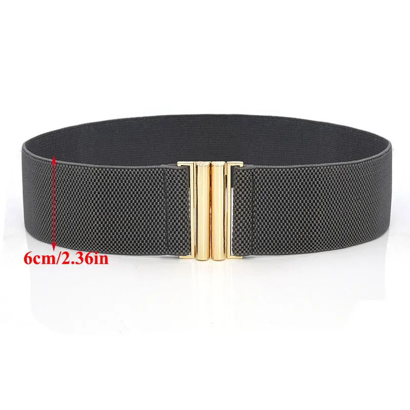 Women Wide Elastic Waist Belt Solid Color Dress Belt Accessories Stretch Elastic Wide Corset Waist Metal Buckle Female Belt Hot