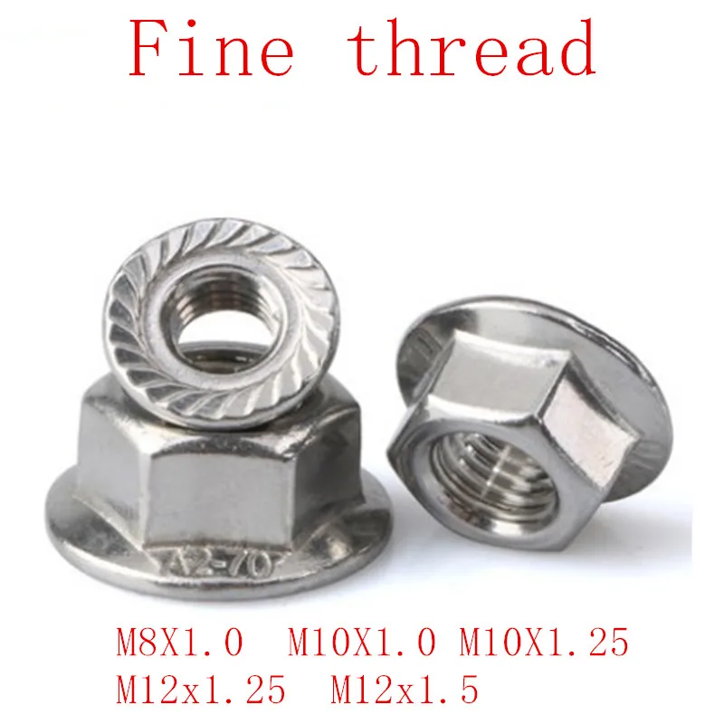 5pcs DIN6923 M8x1.0 M10x1.0 m10x1.25  M12x1.25 M12x1.5 fine thread Flange Hex Nut Flange Nuts