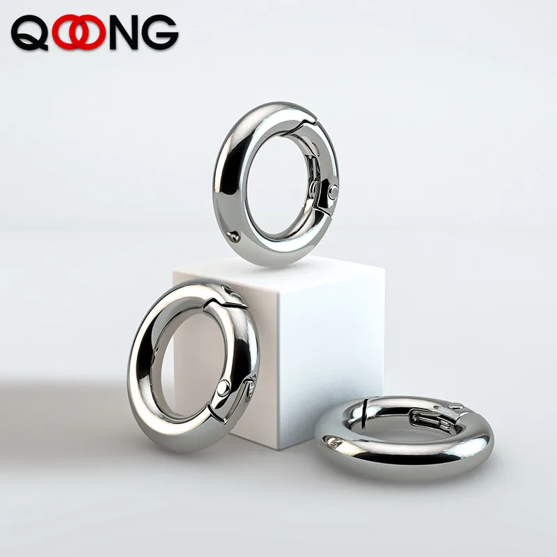 QOONG 5 PCS 18mm Ultra Small Spring Split Key Ring Multifunctional Key Chain Accessories High Quality Mini Keychain Q32