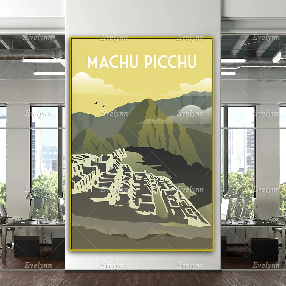 Machu Picchu Travel Poster, Retro Machu Picchu Print, Peru Travel Wall Art, Peru Retro Wall Art, Home Decor Canvas Unique Gift