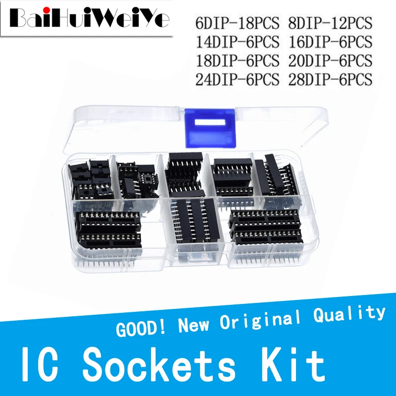 DIP IC Sockets Adaptor Solder Type Socket Kit SET 6PIN 8PIN 14PIN 16PIN 18PIN 20PIN 24PIN 28PIN 40PIN ICConnector NEW