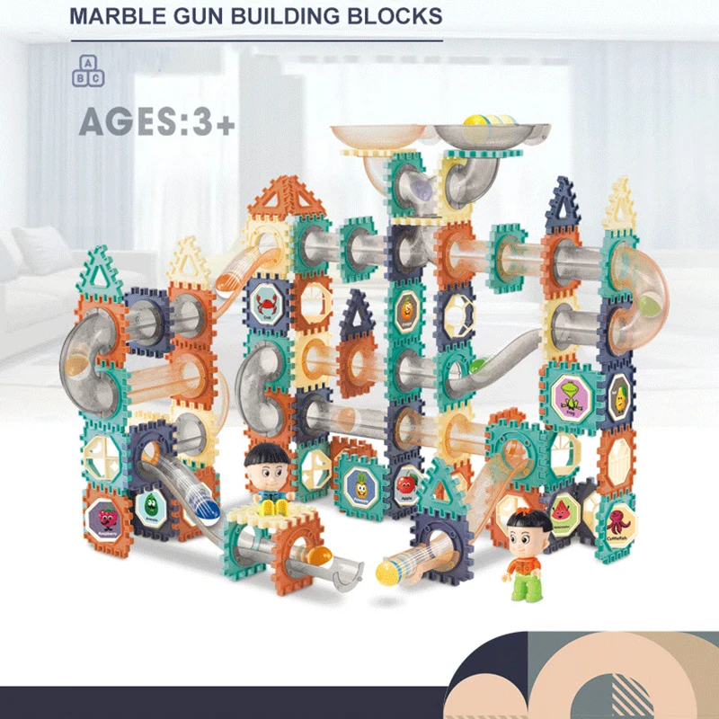 66-260PCS การแข่งขัน Run Building Blocks ปราสาทของเล่นเด็ก Rail ช่องทางสไลด์ DIY การศึกษาอิฐ Dominoes ของขวัญเด็ก