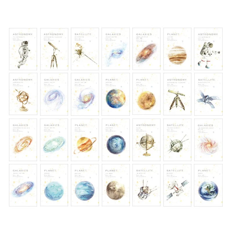 28pcs lomo Small Message Card Writable planet galaxy Bookmark Journal Room Wall Decoration Greeting Paper Stationery Gift