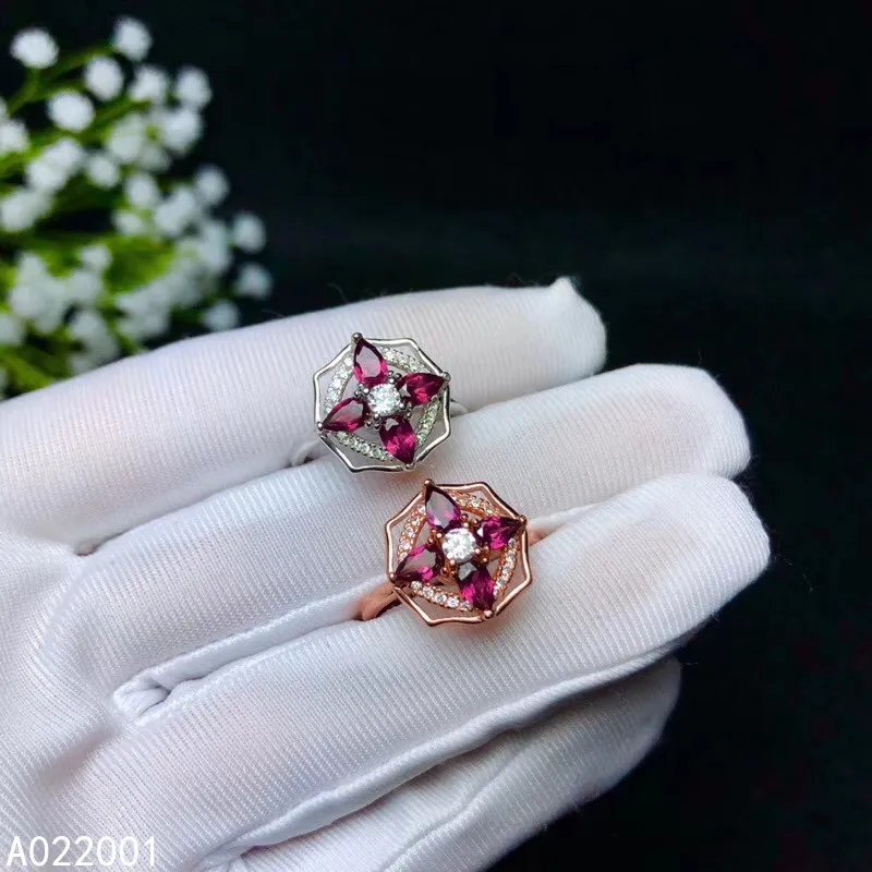 

KJJEAXCMY fine jewelry natural garnet 925 sterling silver adjustable gemstone whirling women ring support test classic luxury