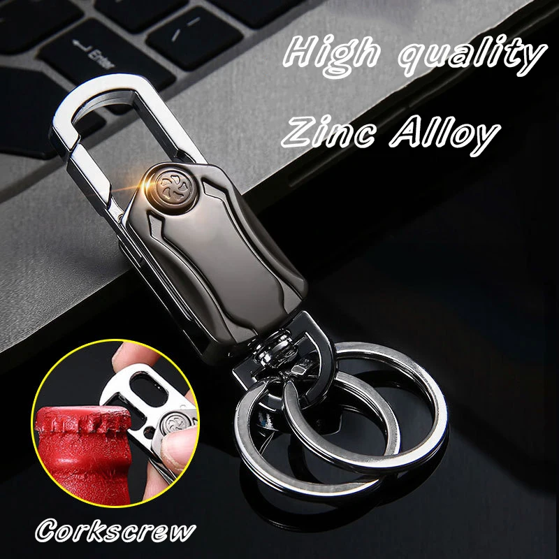 New Car Key Holder Fingertip Gyro Keychain with Bottle Opener Three-in-one Multi-function Car Key Chains Men Waist Keychain