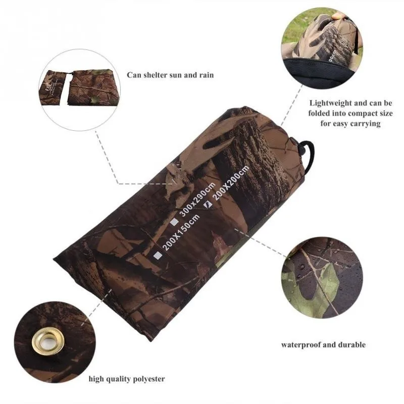 Camouflage Outdoor Sports Awning Tarp for Camping Hiking Fishing Folding Waterproof Durable Portable Shelter Sunshade Tent Cover