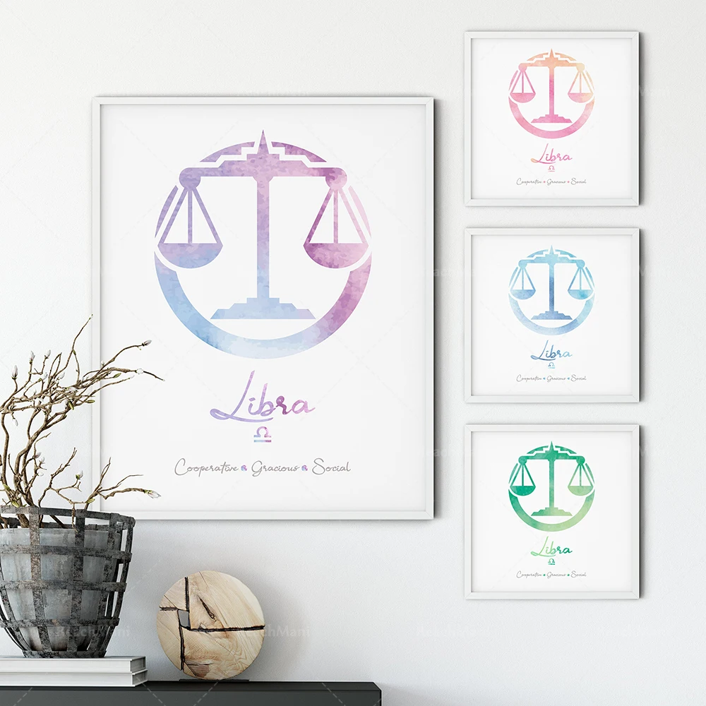 Libra Wall Art, Printable Libra Gift, Astrology Print, Nursery Art, Zodiac Sign Print, Libra Symbol Art