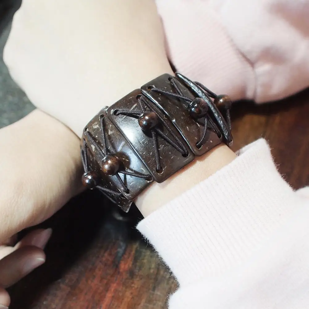 Bohemian Geometric Bracelets For Women Handmade Wood Bracelet Bangle Fashion Ethnic Jewelry Ladies Gift UKEN