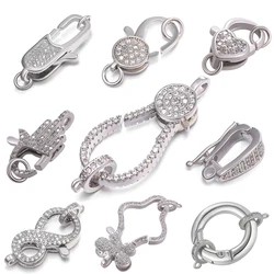 Luxury Screw Lobster Clasp Fasteners Rhinestone Pearls Jewelry Decorative Clasps For Women Jewellery Making Accessories