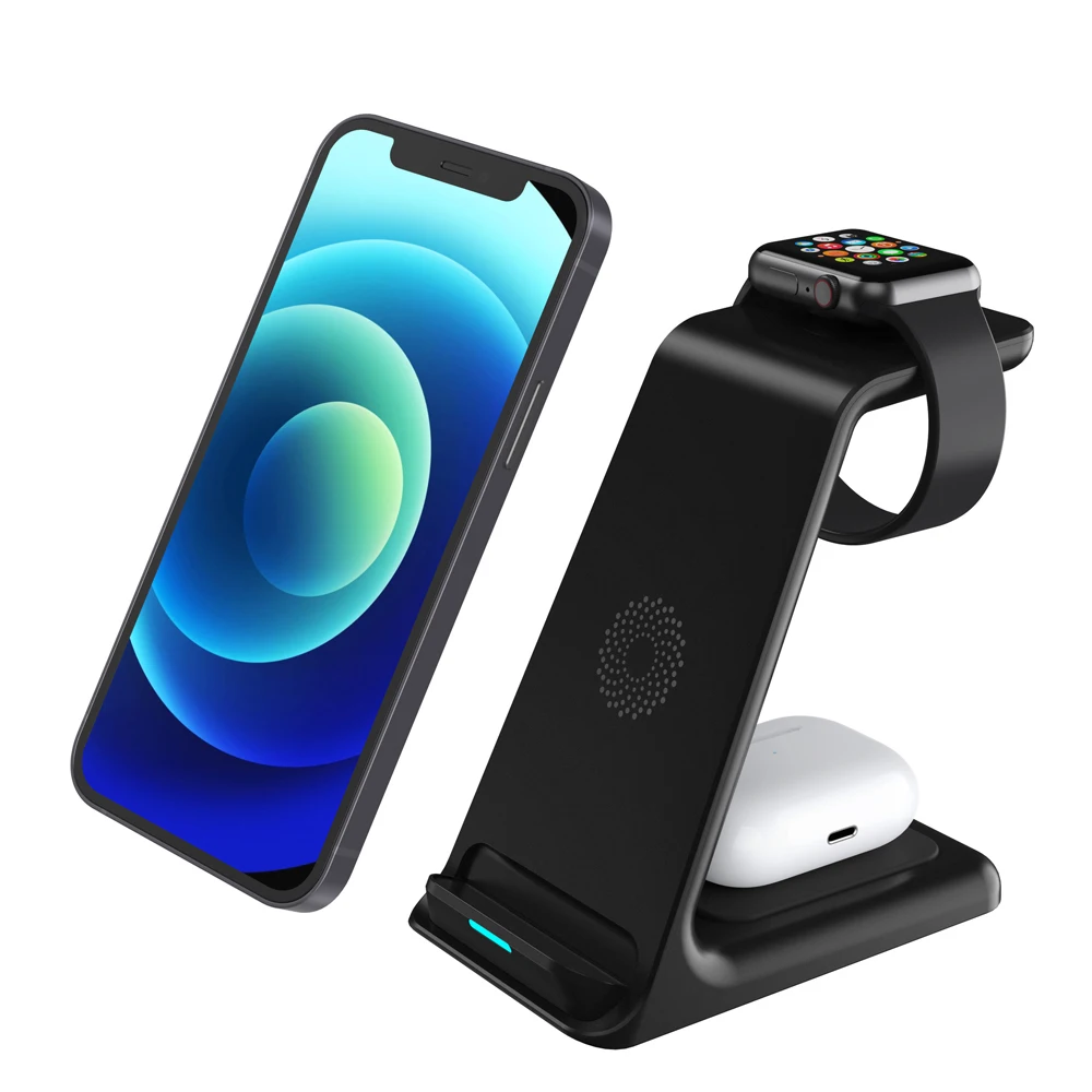 

15W Qi Wireless Charger Stand For iPhone 12Pro Max 12 11 XS Max Apple Watch 5 6 AirPods Pro Fast Wireless Charging Dock Station