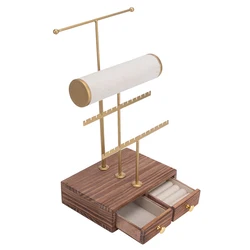 3 Tier Jewelry Stand Tower with Wooden Drawer
