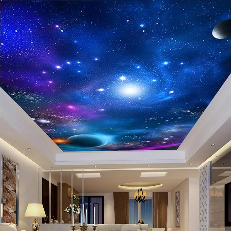 

Custom Photo Wall 3D Universe Starry Sky Ceiling Murals Wallpaper For Living Room Bedroom Ceiling Roof Wall Papers Home Decor