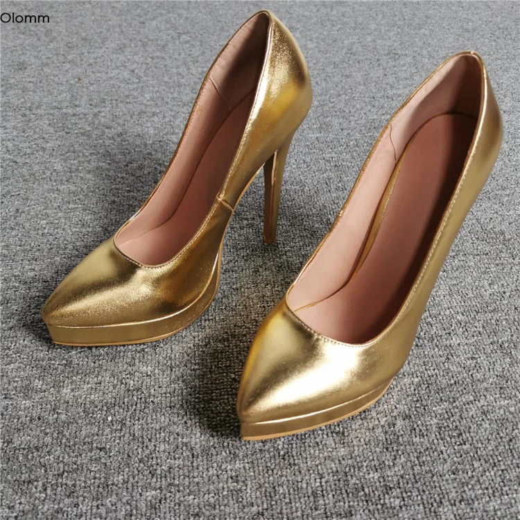 

Olomm New Women Platform Pumps Sexy Stiletto High Heel Pumps Chic Pointed Toe Gorgeous God Party Shoes Women Plus US Size 5-15