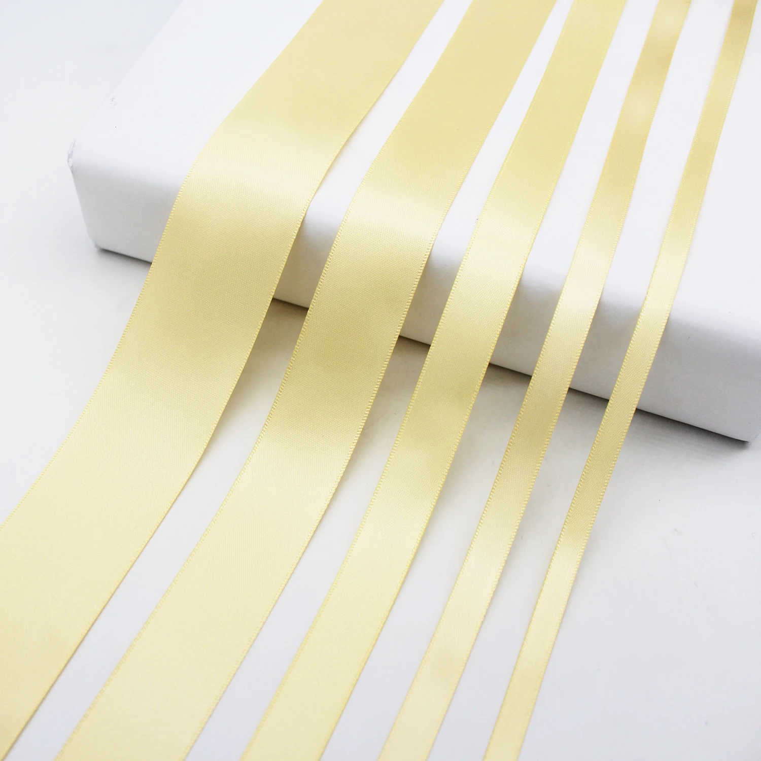 5 Meter/Lot Light Yellow Satin Ribbon Grosgrain Ribbon ECO-Friendly Double Face Silk Fabric Tapes For DIY Decor Accessoires