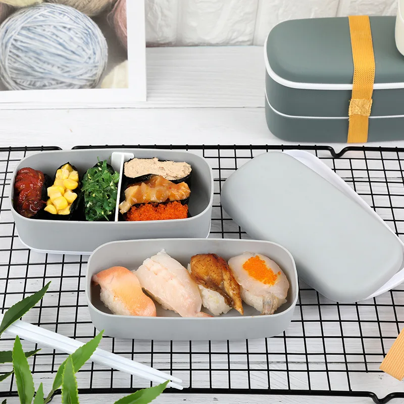 Small Plastic Lunch Box Cute Bento Kids Lunch Box 2 Layers