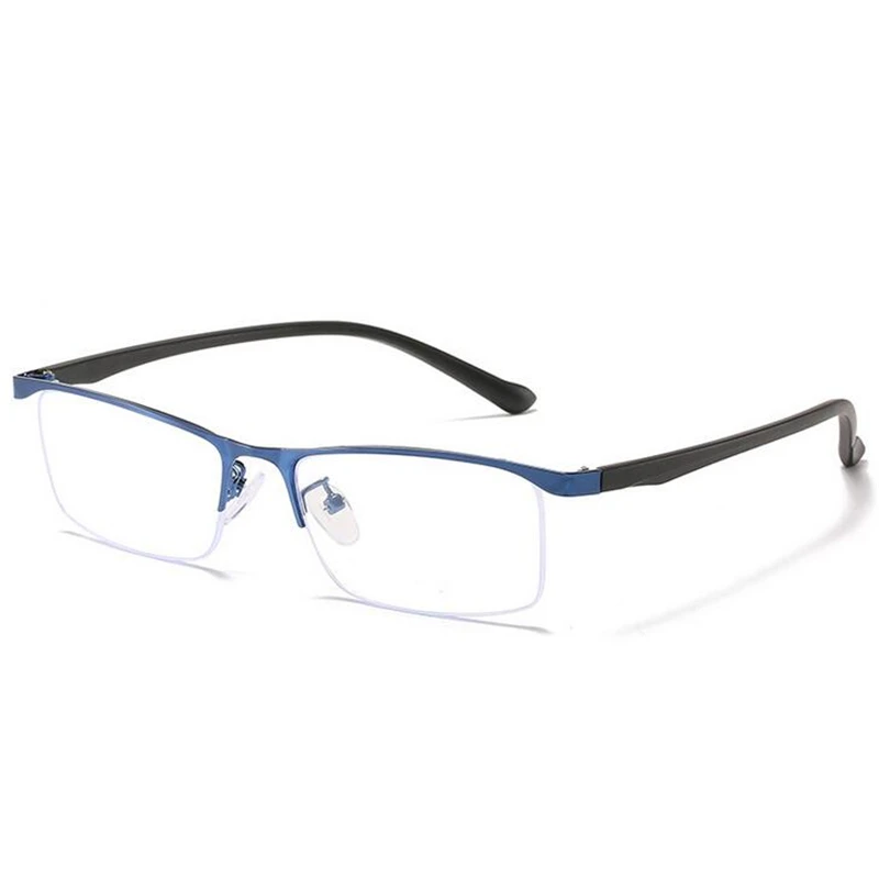 Half Frame Square Myopia Glasses Finished Metal Anti-blue Light Prescription Eyeglasses Diopter 0 -0.5 -1.0 -1.5 To -6.0