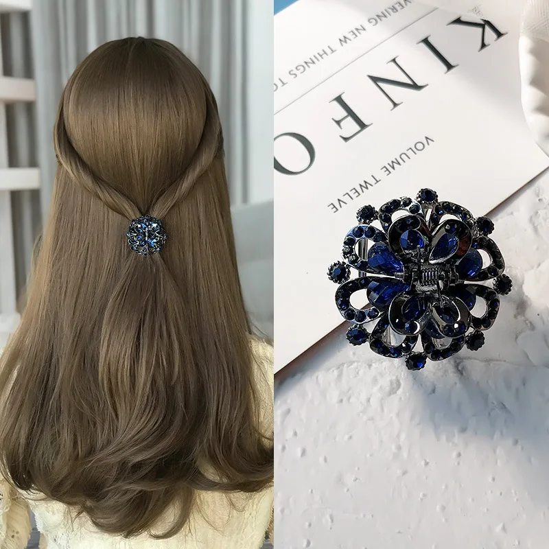 Hair Clip for Women Retro Fashion Black Crystal Bow Hairpin Luxurious Geometric Charm Hair Pins Jewelry Accessories Wholesale