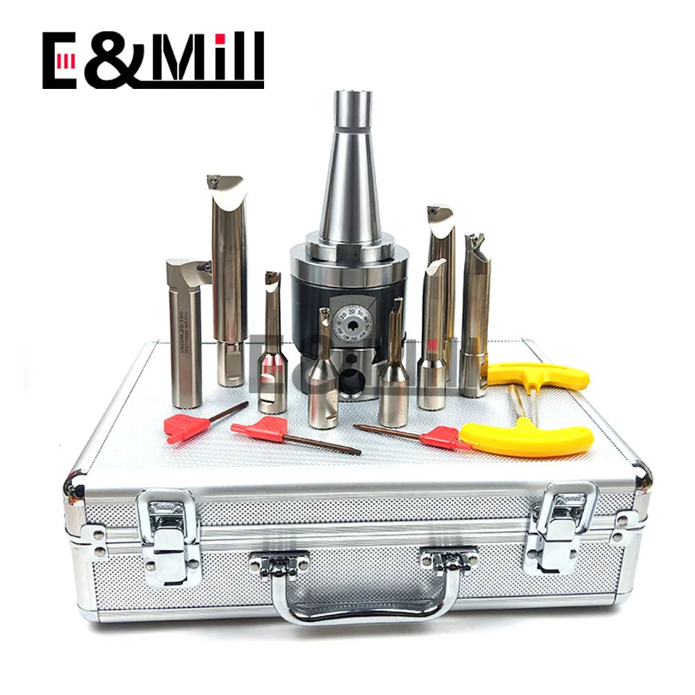 1 Set BT30 BT40 BT50 NT30 NT40 NT50 SK40 SK50 MT3 MT4 MT5 MT6 R8 NBH2084 Boring head set + 8PCS Boring rod For Fine Boring Lathe