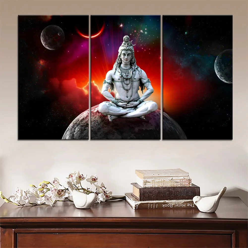 5pcs Lord Shiva Starry Sky Poster Wall Art Decor Modular Pictures Canvas HD Printed Paintings For Living Home Bedroom Decoration