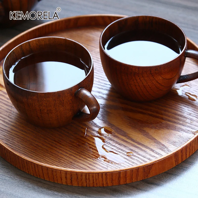 260ml Wooden Tea Cup Beer Mugs With Handgrip Tableware Beer Dining Cups Bar Drinkware Eco-friendly 1PC/2PCS/4PCS