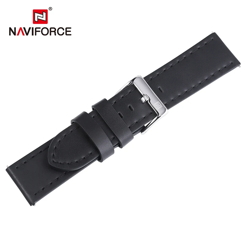 NAVIFORCE High Quality Genuine Leather Watchbands Dark Brown Black Blue Men Women 23mm Watch Strap Belt Stainless Steel Buckle