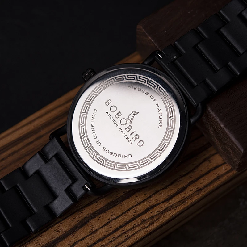 BOBOBIRD-Reloj de madera de acero inoxidable para hombre, pulsera de negocios, el mejor regalo, envío directo