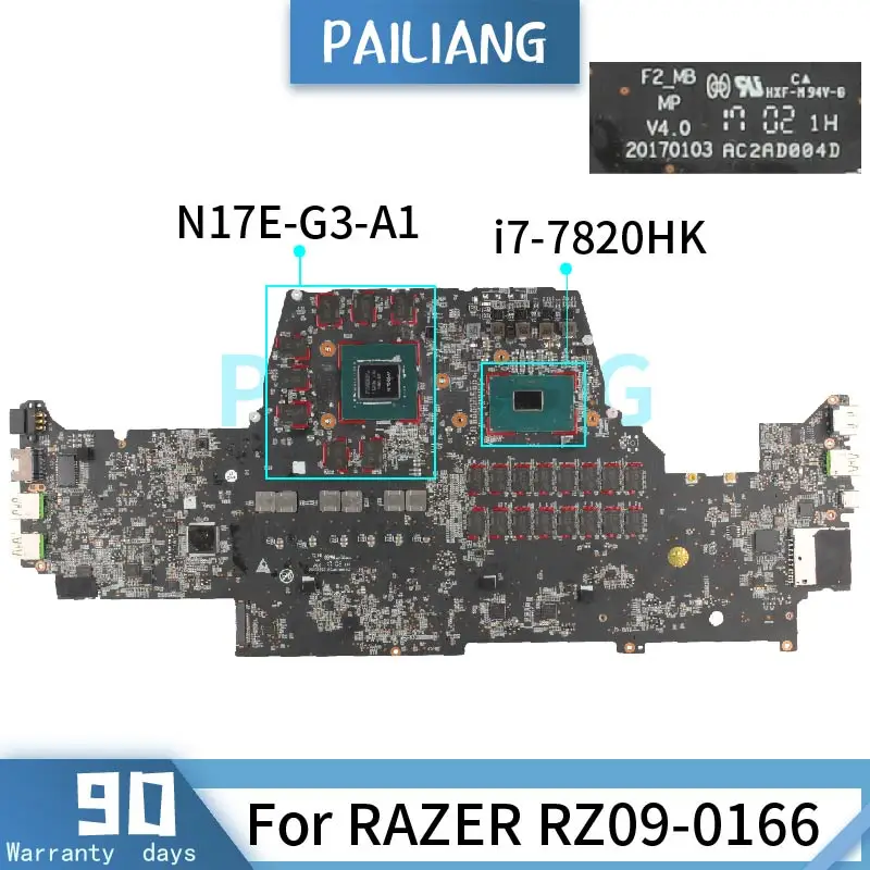 For RAZER RZ09-0166 i7-7820HK Laptop motherboard SR32Q N17E-G3-A1 DDR4 Mainboard tesed