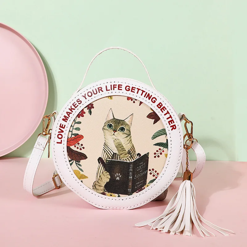 Round PU Cat Kitten Shoulder Bag Material Set For Phone Bag Women DIY Handbag Sewing