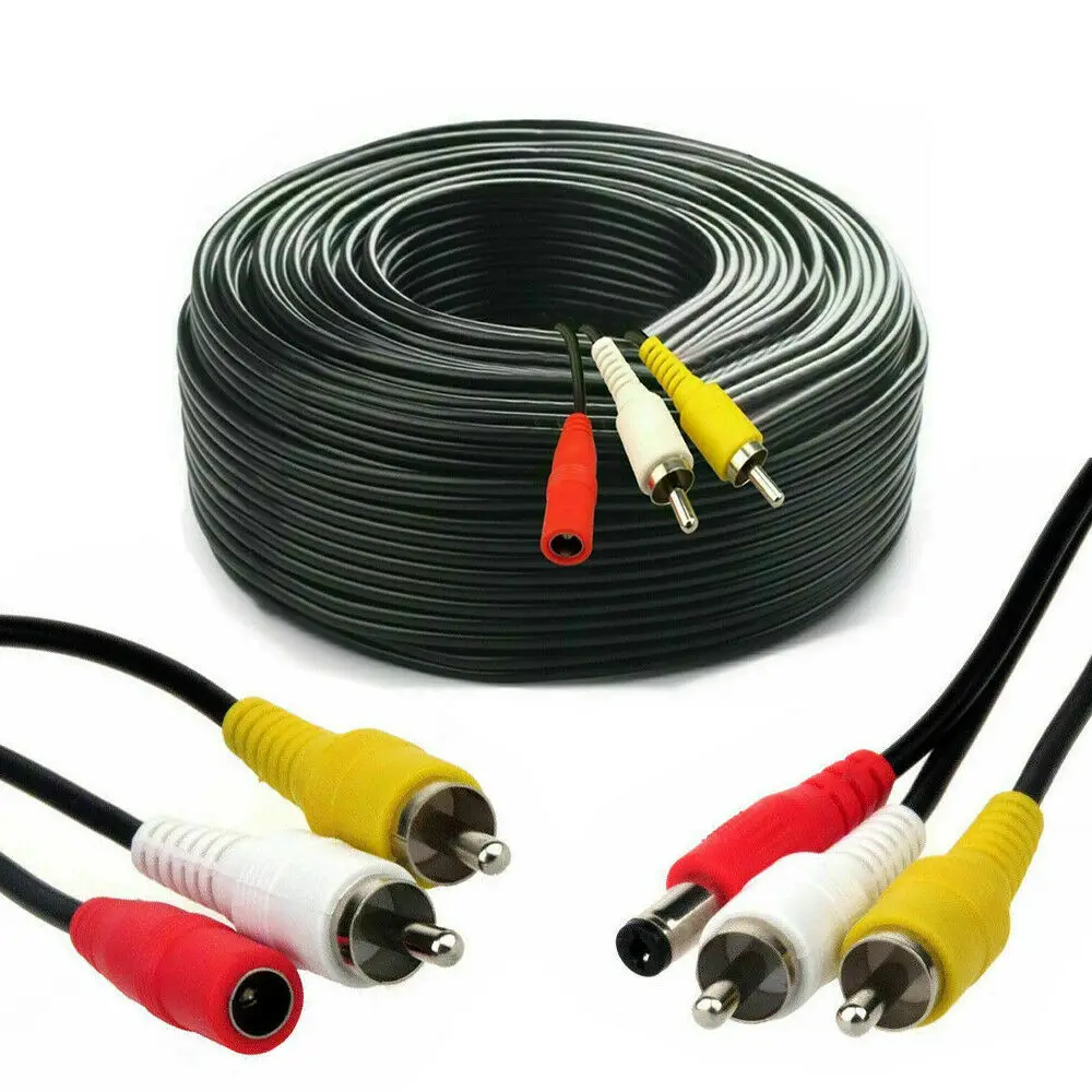 CCTV Camera Extension Cable RCA Audio Video Phono Power Supply Lead 5m Up to 15m