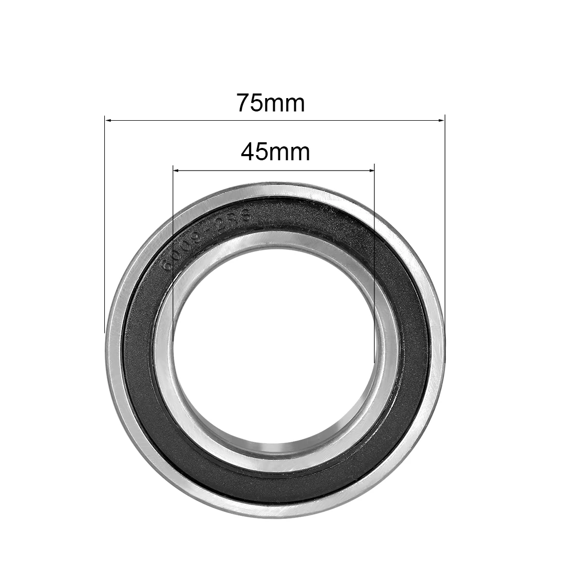 Cojinete de bolas de ranura profunda uxcell 6009-2RS doble sellado, rodamientos de acero cromado de 45mm x 75mm x 16mm