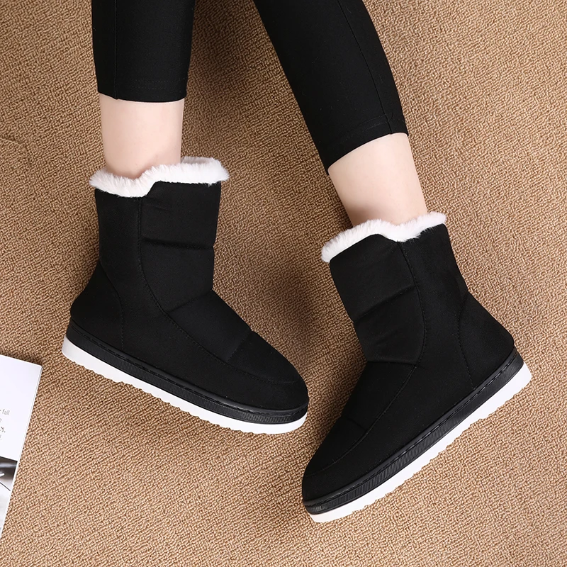 Lasyarrow Women Boots Snow Boots Female Plush Winter Boots Women Warm fur inside Ankle Botas Mujer Winter flats Shoes Woman