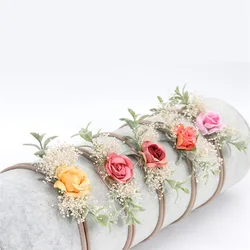 Best selling children's headwear Children's baby nylon wreath artificial flower headband hair band Infant photo accessories