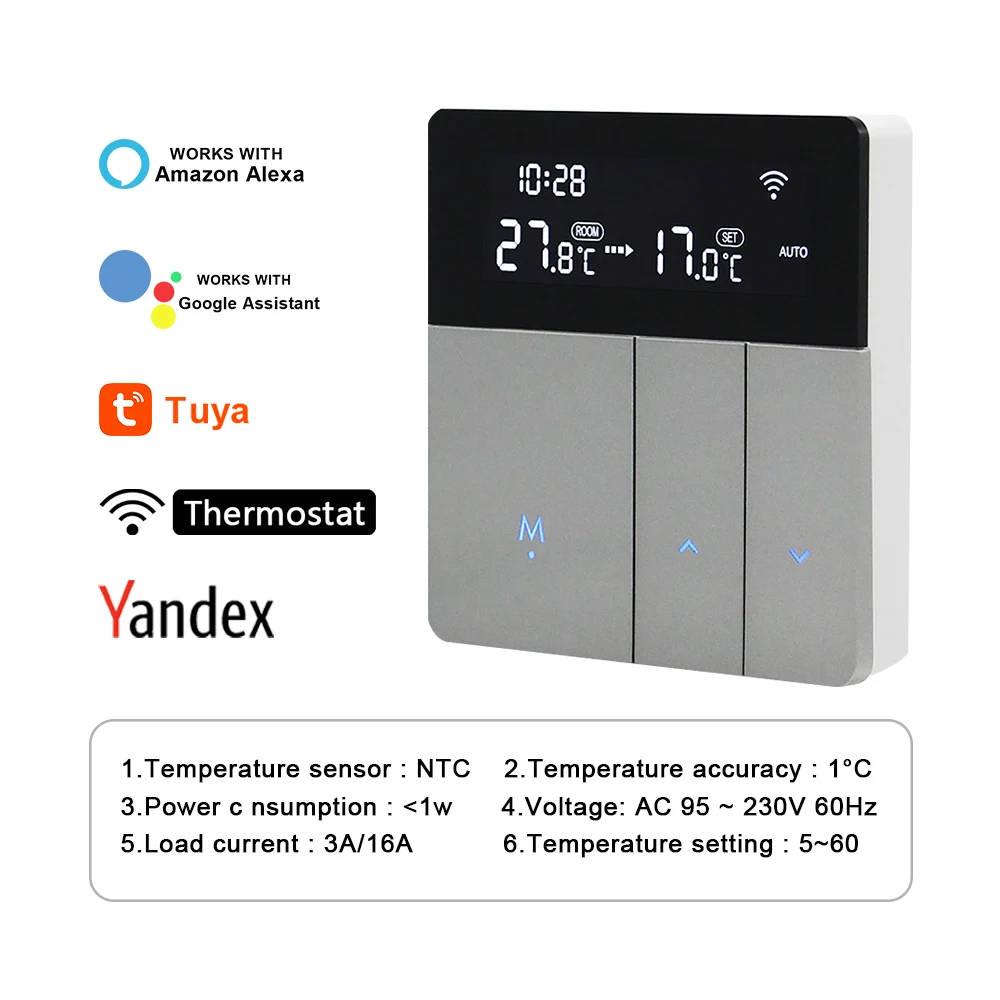 Smart WiFi Thermostat 220V 3A/16A Temperature Controller Energy Saving Warm Floor Heating Water Boiler Thermostat Work with Tuya